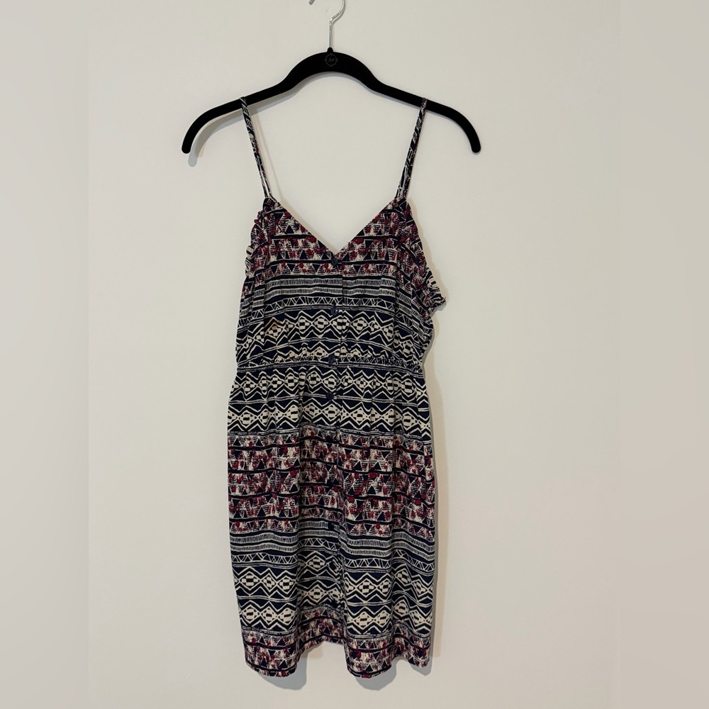 Mind Code Geometric Navy and White Midi Dress